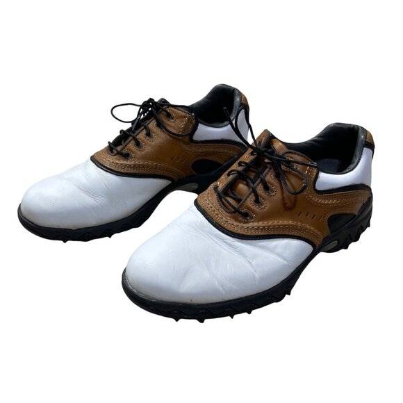 Footjoy Contour Golf Shoes Series White Brown Leather 54024 Mens 7M - Picture 4 of 10